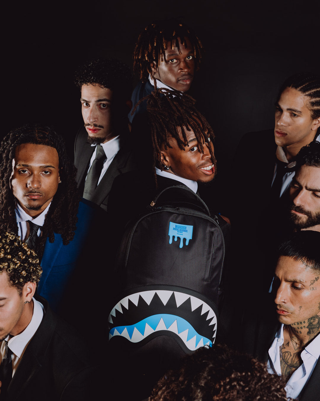 SPRAYGROUND® BACKPACK SHARK CENTRAL PASSPORT (BLUE) BACKPACK